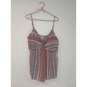 Women’s Tank Baby Cami Flowers Sz Lg 70s Y2K Funk Event Concert Cross Chest Boho